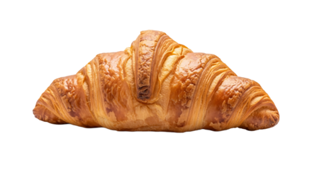 Golden, flaky croissant with layers of buttery dough, perfect for breakfast or a treat anytime on a transparent background.