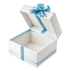 A gift box with sky color ribbon for festival isolated on a transparent background
