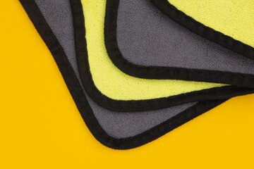 Cleaning cloth stack isolated. Wipe rag, cleaning microfiber towel, wiping cotton napkin