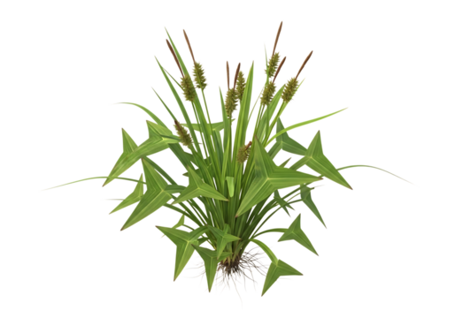 Green aquatic plant with star shaped leaves and seed heads green leaves roots