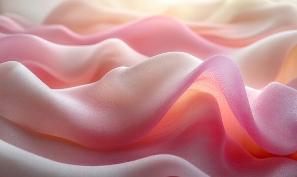 Soft pink and peach chiffon fabric flowing wavy pattern texture