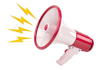 Megaphone with sound waves isolated on transparent background