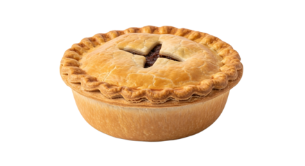 A delicious golden brown baked pie, the pastry is flaky and has a decorative crust edge for all to enjoy.