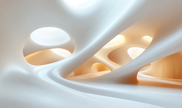 Abstract white organic futuristic architecture structure background render. - Powered by Adobe