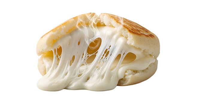 Indulge in this freshly made arepa stuffed with a generous amount of delicious, melted cheese for an irresistible delight.