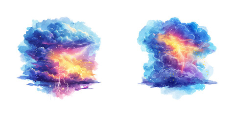 thunderstorm watercolor vector illustration