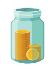 Investing bottle money, icon. Money growing concept, finance savings tree, finances investment. Money growing plant step with deposit coin in bank concept