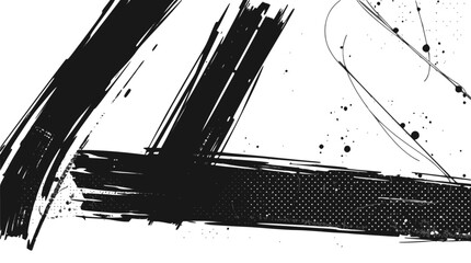 Abstract black brush stroke and splatter on