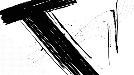 Abstract black brush stroke and splatter on