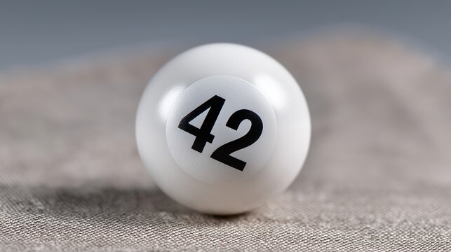 White Bingo Ball Forty Two Closeup