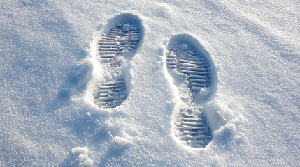 雪の上に残る二つの足跡