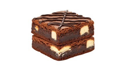 Double chocolate brownie stack, decorated with a dark chocolate drizzle. Perfect treat for dessert or afternoon snack.
