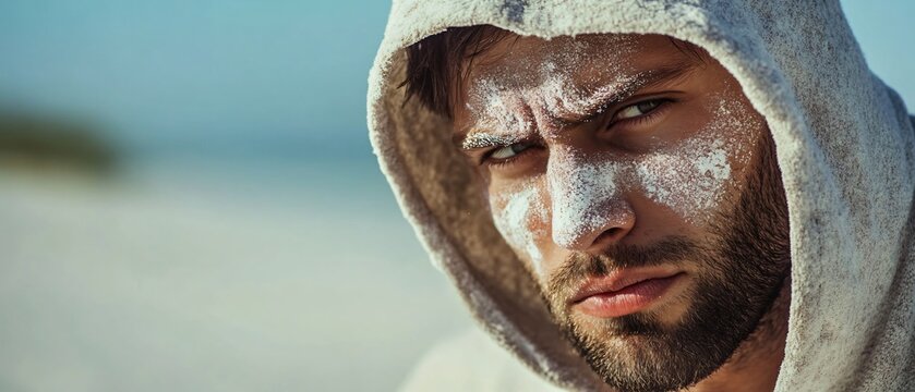Stylish male in hoodie looking aloof