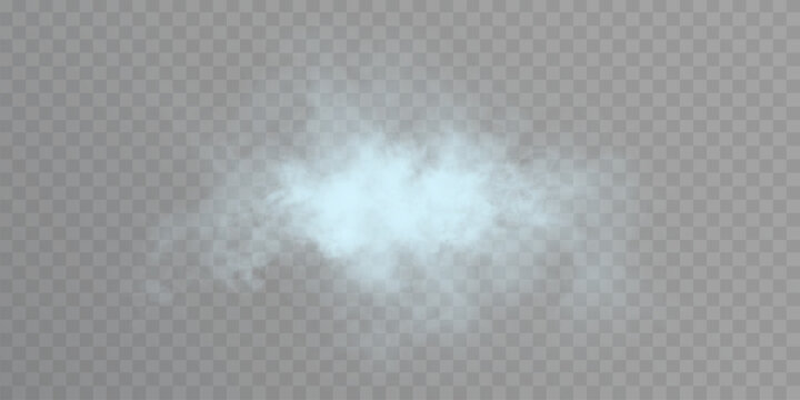 Vector special effects of blue steam, smoke, fog, and clouds. Abstract gas on a transparent background, steam engine, vapor, or explosive dust, dry ice effect, condensation, and smoke. Vector 10 EPS