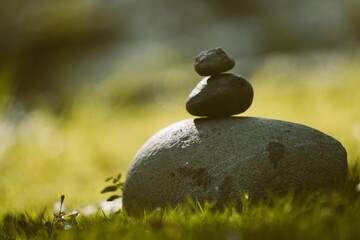 Zen Stones - A Serene Stack of Rocks in Nature.