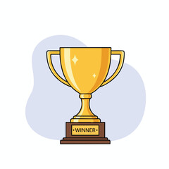 Flat vector illustration of a golden winner's trophy cup on a pedestal base.