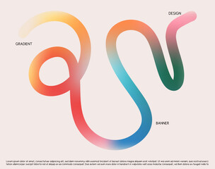 Modern Abstract Gradient Banner Background with  Multicolor Wave Geometric Shape  and Copy Space.  Trendy Template for Exhibitions, Creative Fairs, Workshops, and Contemporary Branding