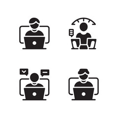 Digital office teamwork solid icons
