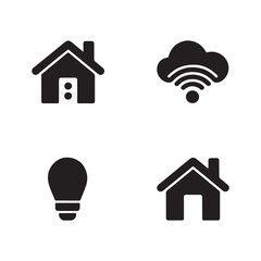 Smart house automation network solid icons