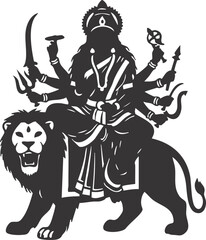 Fototapeta premium Stylized illustration of goddess durga with traditional indian jewelry and ornaments