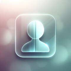 Floating Glassmorphism User Icon: Translucent Person Silhouette with Cyan Highlight for Modern UI on Blurred Lavender