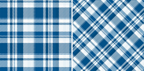 Fabric background plaid of vector check texture with a seamless pattern tartan textile. Set in cold colors in rich and royal fashion choices.