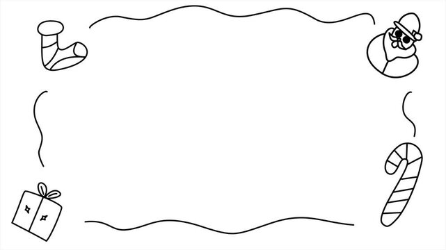 minimalist line art Christmas theme video frame
