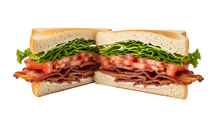 Savor the classic flavors of a BLT sandwich, featuring crispy bacon, fresh lettuce, and juicy tomatoes. A timeless delight!