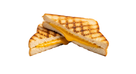 Classic comfort: a toasted cheese sandwich with melted cheese oozing between two slices of perfectly grilled bread.