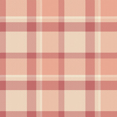 Lined tartan plaid check, lady fabric pattern background. Velvet vector texture textile seamless in light and orange colors.