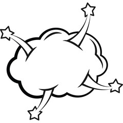 Comic Book Style Explosion Cloud With Stars And Bursting Effect On Transparent Background