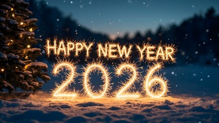 Happy New Year 2026: Golden Sparkler Message