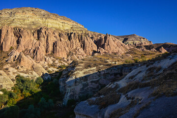 Volcanic Rock Formations and Cave Houses in Cappadocia, Turkey
