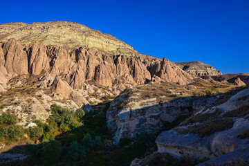 Volcanic Rock Formations and Cave Houses in Cappadocia, Turkey
