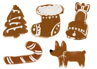 christmas gingerbread cookies set