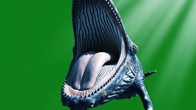 Large whale opening mouth in vibrant underwater scene