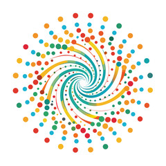 Colorful swirl with dots isolated on transparent background