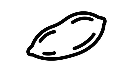 Simple black and white illustration of a single peanut.