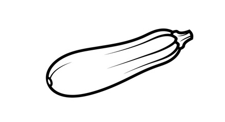 A simple black and white illustration of a single zucchini.