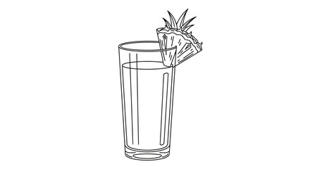 A tall glass of juice garnished with a pineapple slice.