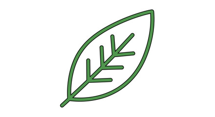 Simple green leaf illustration with visible veins, isolated on a white background.