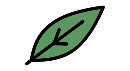 A simple illustration of a green leaf with a dark outline, isolated on white.