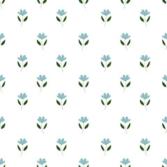 seamless floral pattern with blue flowers 