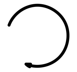 Illustrative hand drawn circular arrow, perfect for creative design and graphic projects.