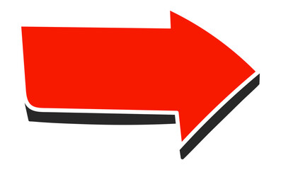 A bold red three dimensional arrow with a black outline points to the right The simple doodle style is clean and modern