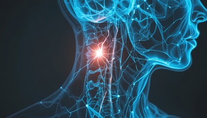 Dynamic neural network illustration revealing human brain activity and cognitive processes for medical research and advanced technological innovation