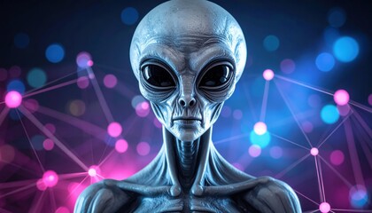 Digital render of human anatomy with blurred face and colorful neural connections. Concept for AI, neural networks, science, innovation, medicine, connection and technology background.