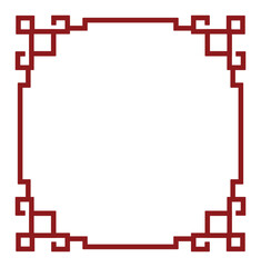 Red geometric frame featuring intricate, vintage-style patterns ideal for creative design projects.
