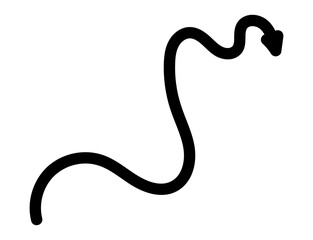 A curved, hand drawn arrow with a playful style, perfect for creative and artistic projects.