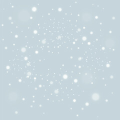 Festive Glowing Bokeh Background, Snow, Bright Dust, White Bokeh, Round Frame, Sparkle Glow Particle, Christmas,  New Year, Wedding, Vector, EPS 10